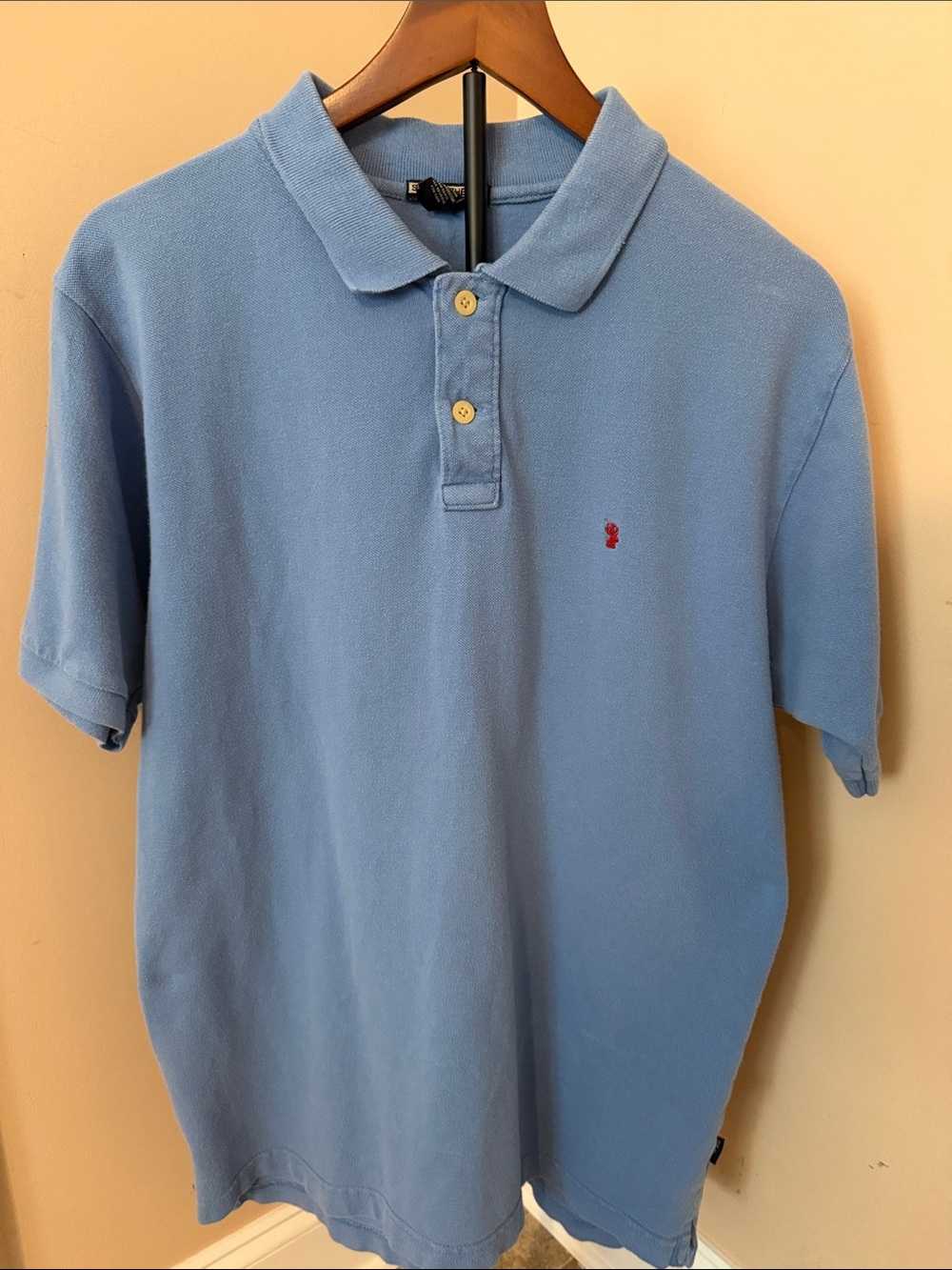 Men's Polo Shirt in Sky Blue with Subtle Embroidered Detail